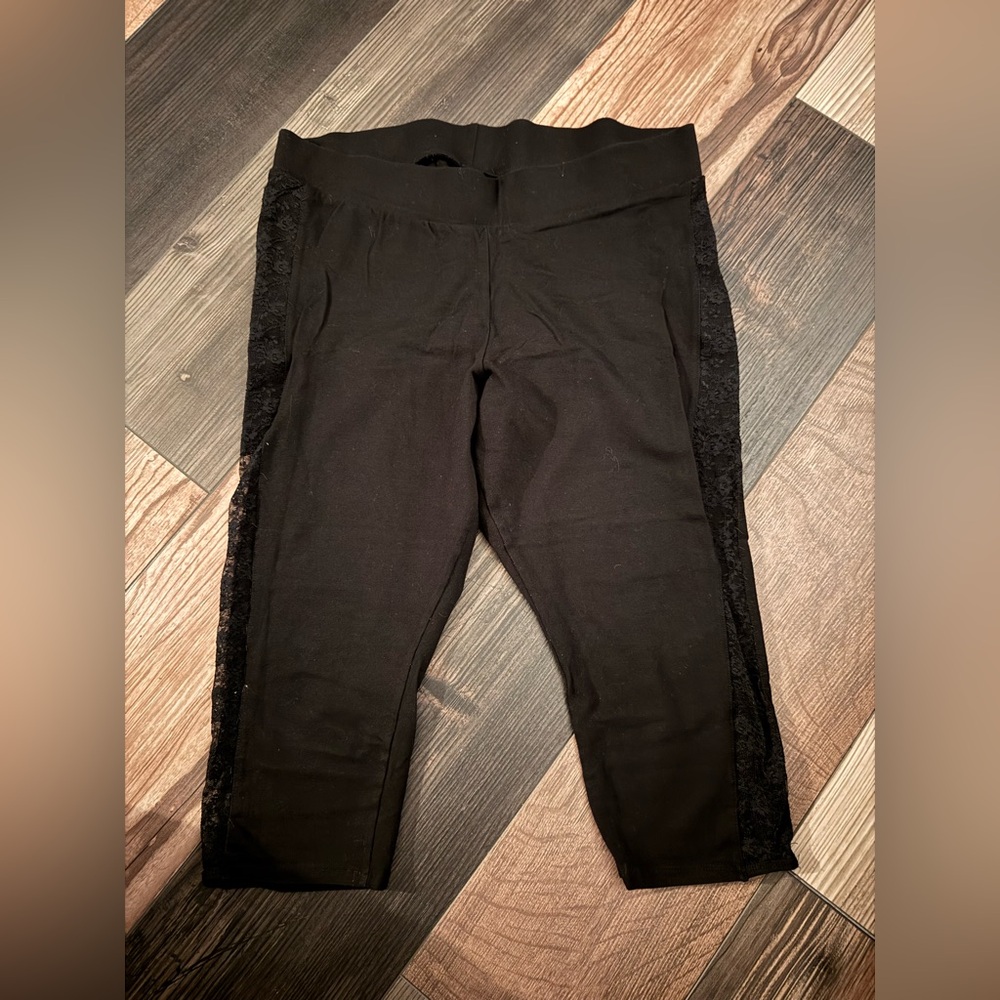 Torrid Black Capris with Lace Sides